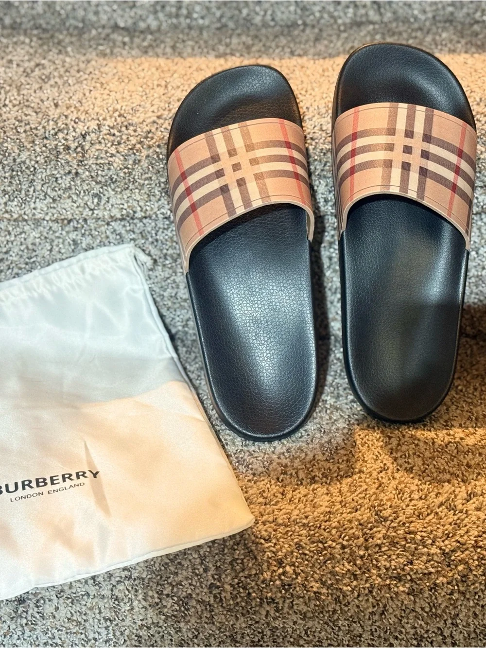 Burberry Plaid Slide Sandals - Men- New-Size 8.5